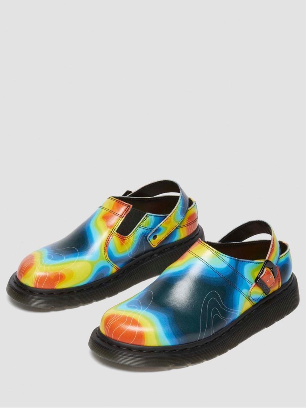Dr. Martens Kids Heat-Map Print Buckle Clogs in Yellow, Red, Blue, Black - Picture 10 of 14